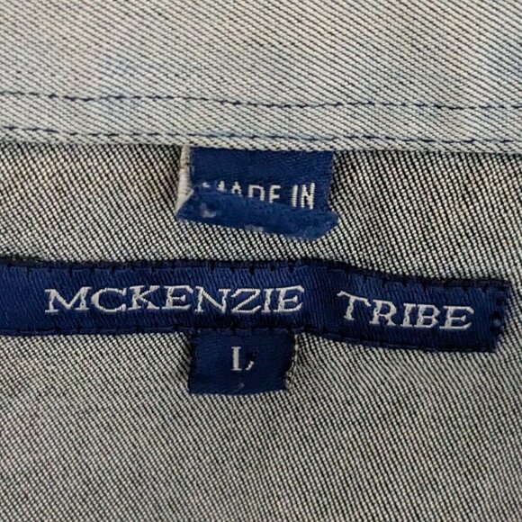 MCKENZIE TRIBE Men's Acid Wash Blue Chambray, Snap Long Sleeve Shirt; Size L-XL - Picture 5 of 6